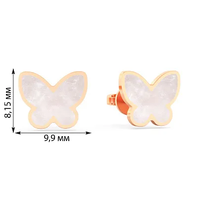 Сережки з червоного золота з емаллю «Метелики» (арт. 111208еп)