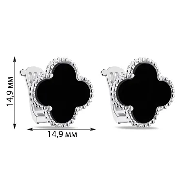 Сережки зі срібла з чорним оніксом  (арт. 7502/3929/15о)