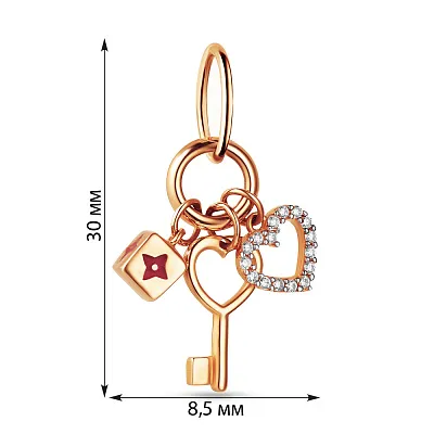 Підвіска з червоного золота з фіанітами та емаллю (арт. 423544ек)