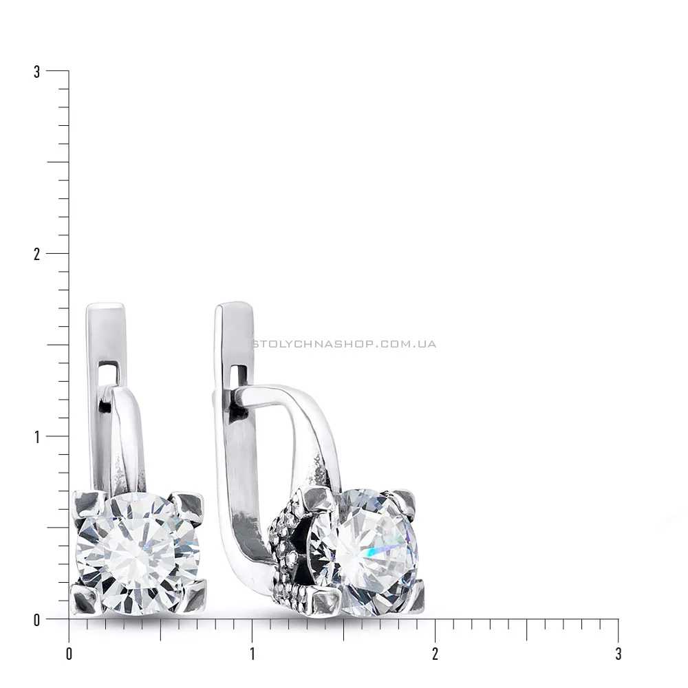 Срібні сережки з фіанітом (арт. 7902/5791-ч) - 2 - цена