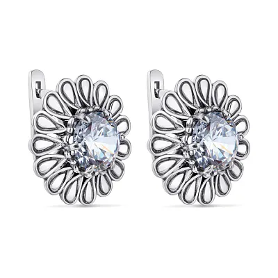 Сережки «Квіти» зі срібла з фіанітами (арт. 7902/1113064)