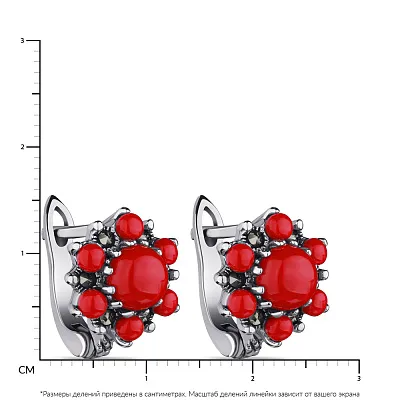 Сережки срібні з корундом і марказитами (арт. 7402/4084мркКрк)