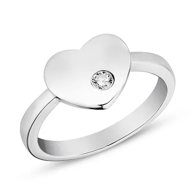 Серебряное кольцо «Сердце» с фианитом  (арт. 7501/4675)
