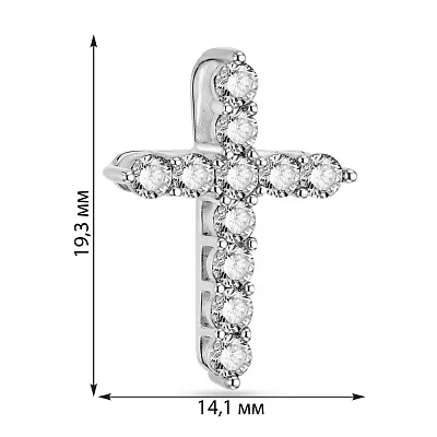 Хрестик з білого золота з діамантами (арт. 3109606202)