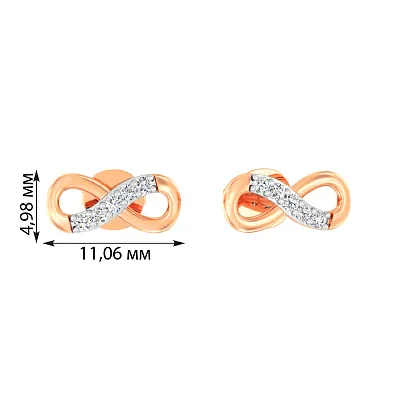 Золотые пусеты «Бесконечность» с бриллиантами (арт. Т011145010)