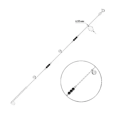 Браслет зі срібла з оніксом і фіанітами (арт. 7509/2308о)