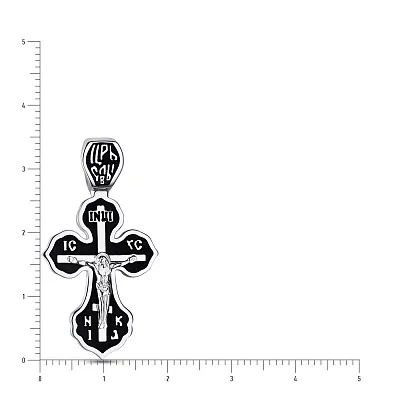 Срібний натільний хрестик з розп'яттям та емаллю (арт. 7504/333112еч)