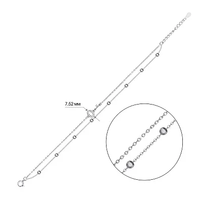 Срібний браслет на ногу «Ключик» з фіанітами (арт. 7509/2107)
