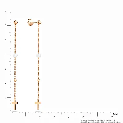 Золотые серьги-подвески с жемчугом  (арт. 106796прлб)
