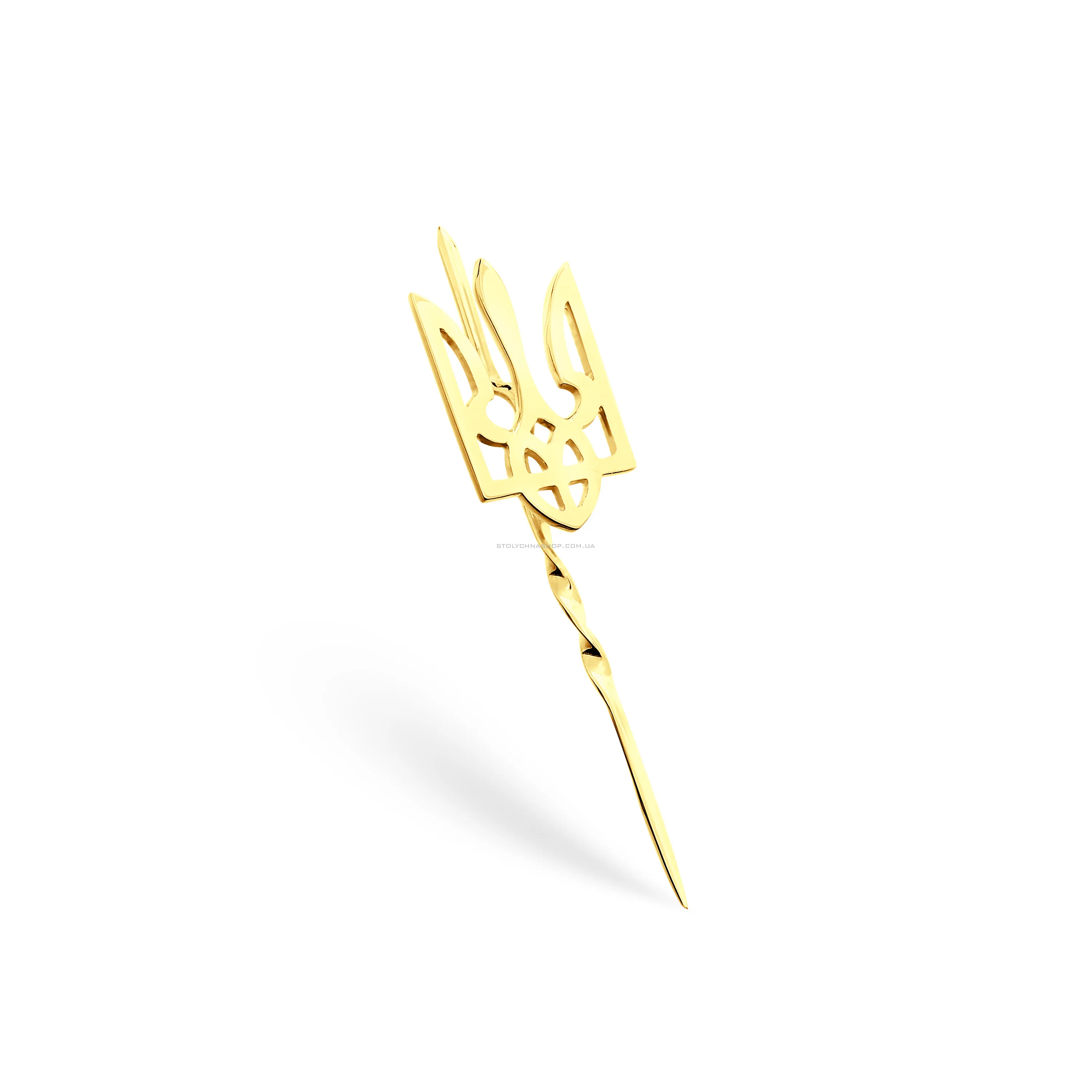 Золотий значок-шпилька на лацкан «Тризуб» (арт. 360006ж) - цена