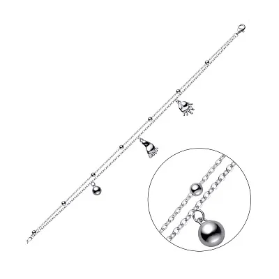 Серебряный браслет с подвесками и фианитами (арт. 7509/1288)