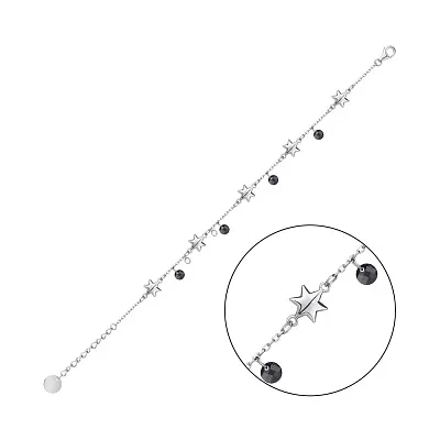 Браслет «Звезды» из серебра с черными фианитами (арт. 7509/2723ч)