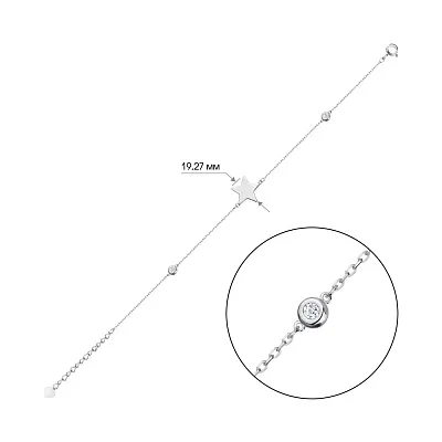 Браслет зі срібла "Зірка" з фіанітами (арт. 7509/3073)