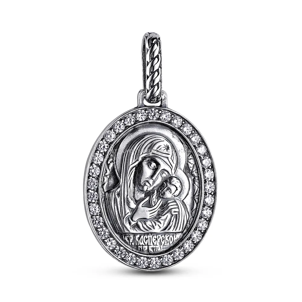 Серебряная ладанка "Касперовская икона Божья Матерь" (арт. 7903/3737-ч)
