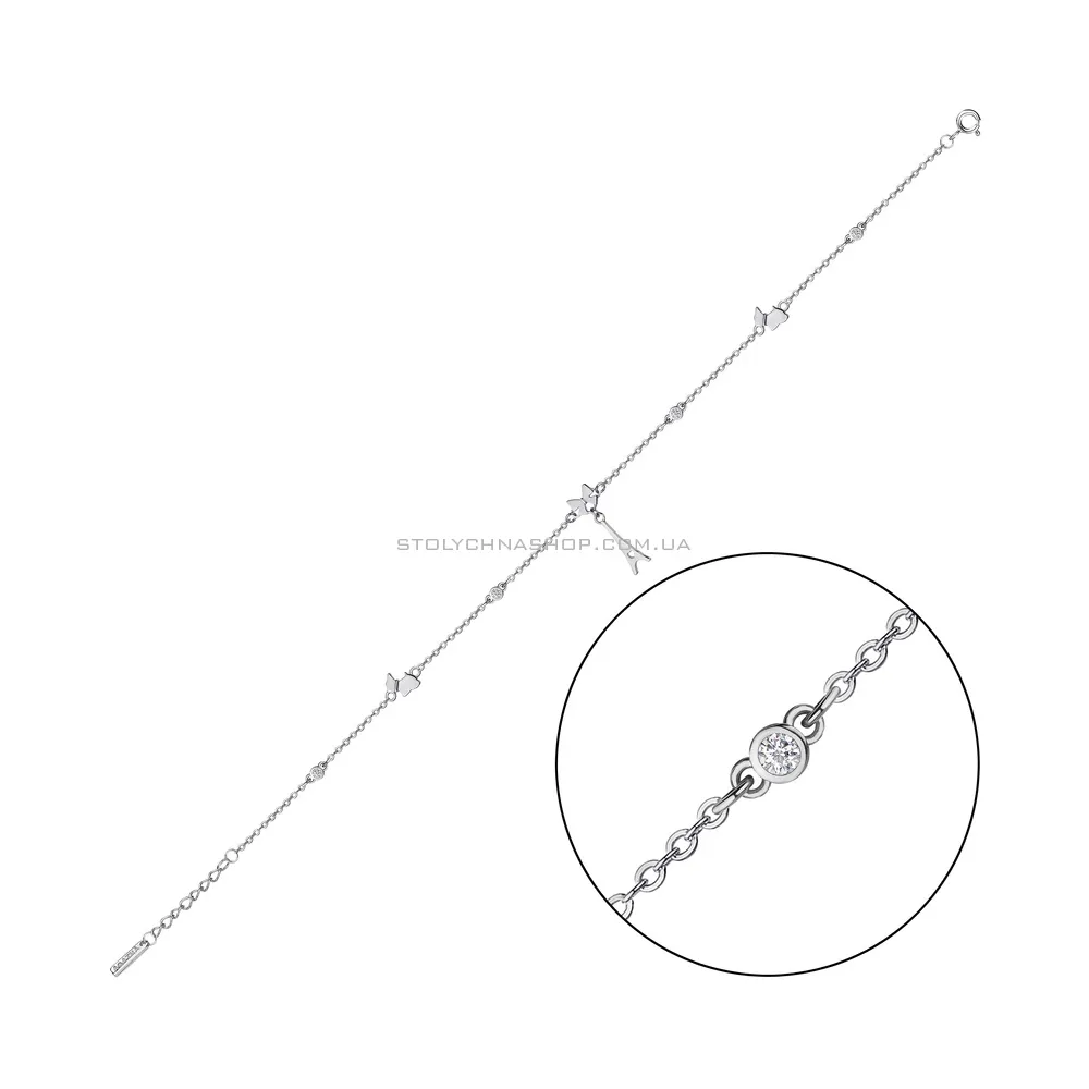 Срібний браслет з підвіскою і фіанітами (арт. 7509/3028)