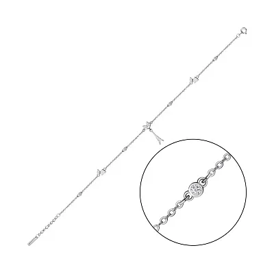 Серебряный браслет с подвеской и фианитами (арт. 7509/3028)