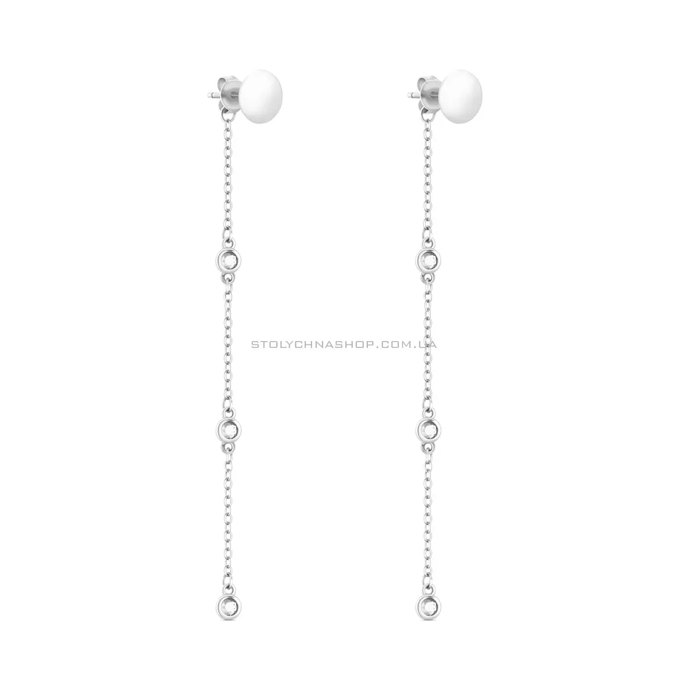Срібні сережки-пусети з фіанітами (арт. 7518/6881) - цена
