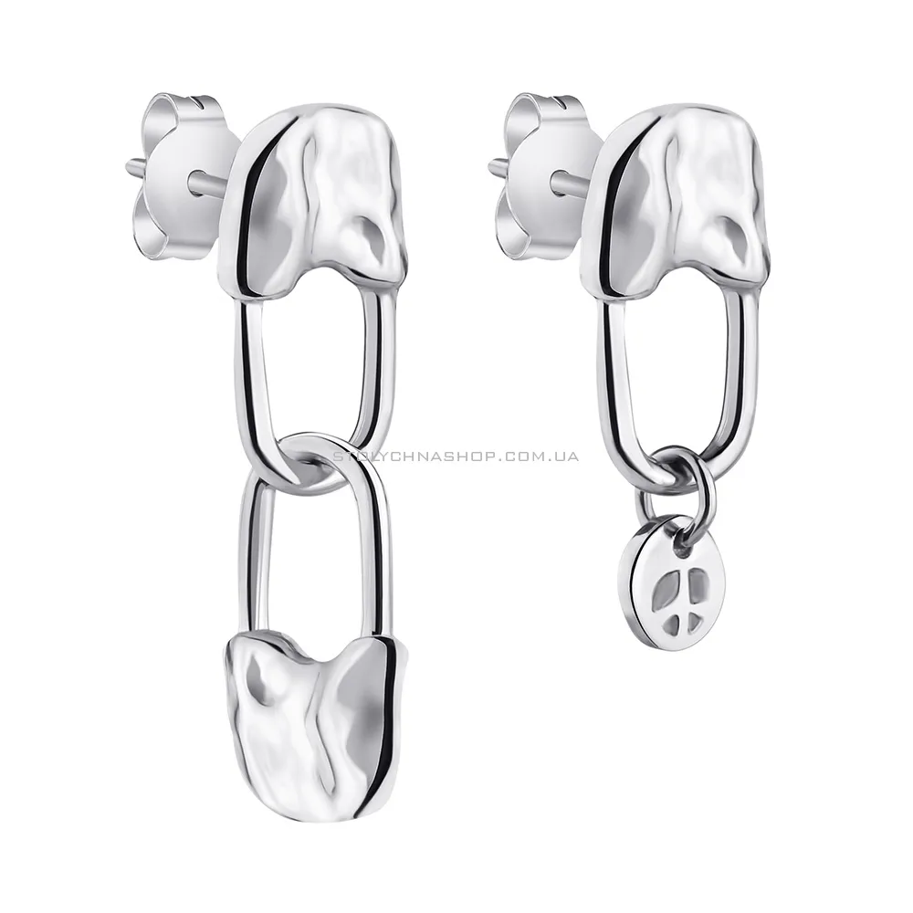 Асиметричні сережки-пусети срібні без каміння Trendy Style (арт. 7518/6138) - цена