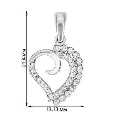 Золота підвіска «Серце» з фіанітами (арт. 421854б)