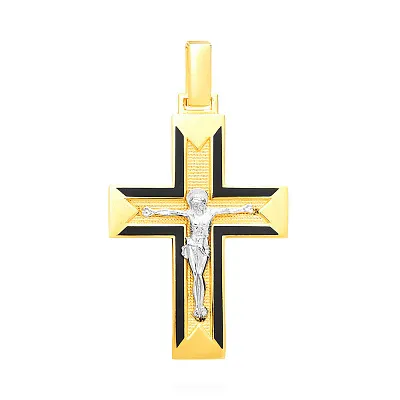 Хрестик з жовтого золота з чорною емаллю (арт. 505013жч)
