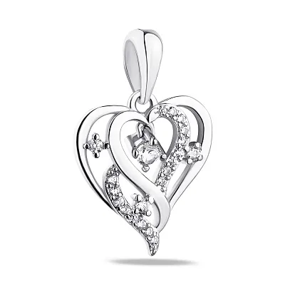 Кулон из серебра Сердце с фианитами (арт. 7503/3672)