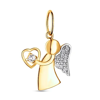 Золотая подвеска «Ангел» с фианитами (арт. 423659ж)