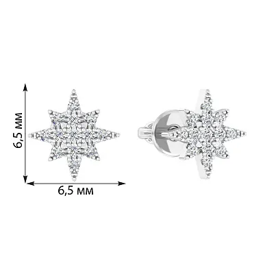 Сережки-пусети з білого золота Зірки з діамантами (арт. Т011529010б)