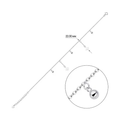 Браслет срібний на ногу з підвісками  (арт. 7509/3335)