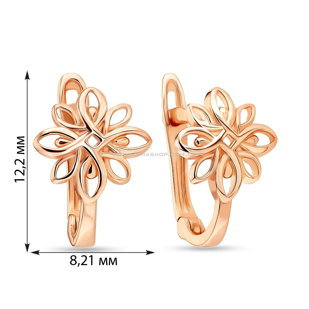 Дитячі сережки «Квіти» з червоного золота (арт. 108112) - 2 - цена