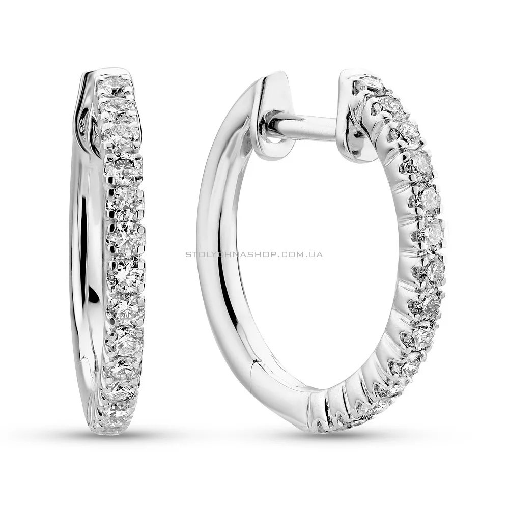 Сережки-кільця з білого золота з діамантами  (арт. С341462030б) - цена