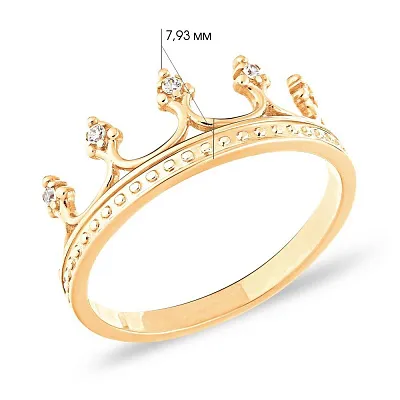 Золотое кольцо «Корона» с фианитами (арт. 140720ж)