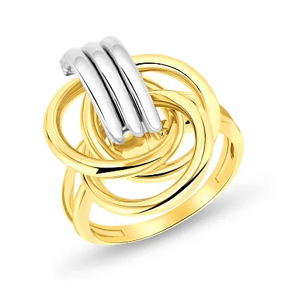 Массивное кольцо из желтого и белого золота  (арт. 155491жб)