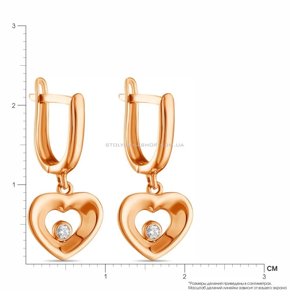 Золотые серьги с подвесками «Сердечки» (арт. 106286)