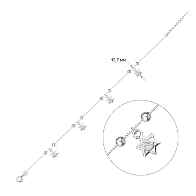 Срібний браслет на ногу з фіанітами (арт. 7509/2089)