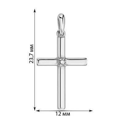 Хрестик з білого золота з діамантом (арт. 3103637202)