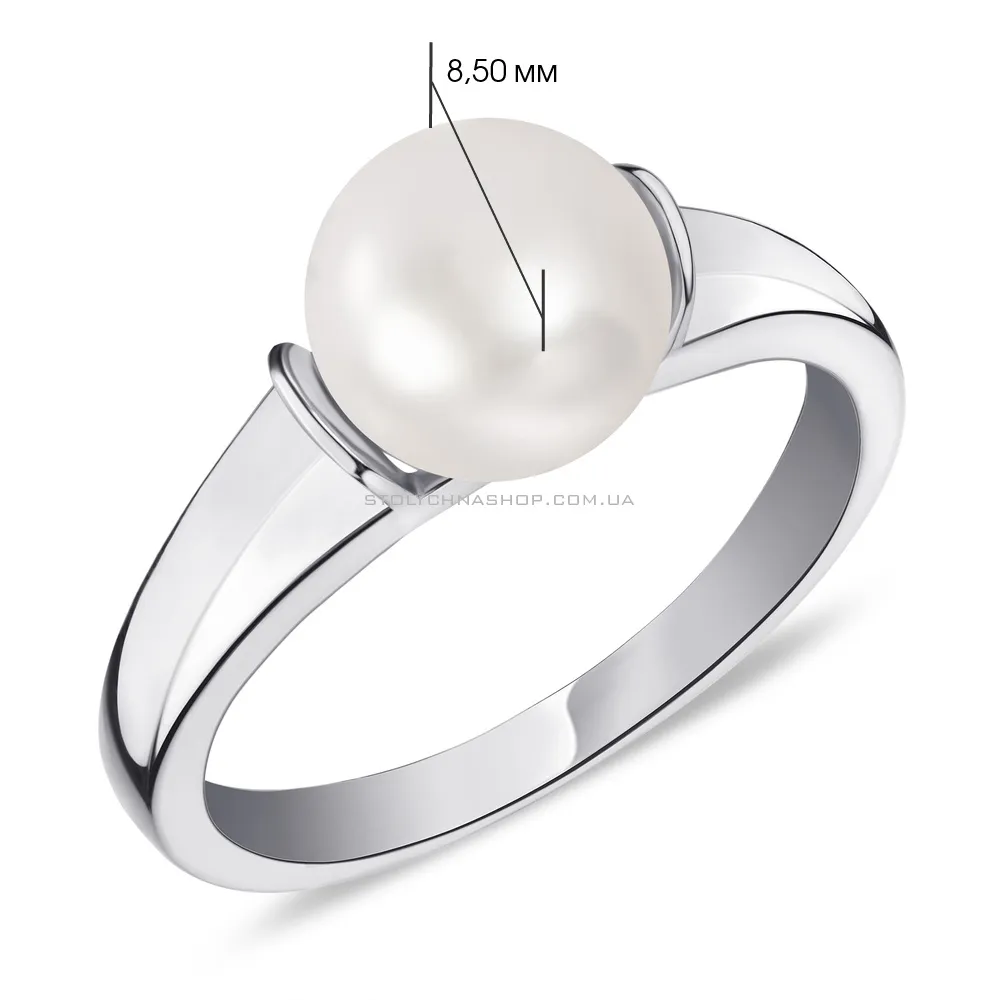 Кольцо из серебра с жемчугом (арт. 7501/4971жб) - 2 - цена