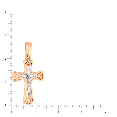 Золотой нательный крестик с распятием и фианитом (арт. 501088)