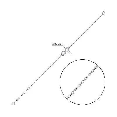 Срібний браслет "Нескінченність" з фіанітами  (арт. 7509/3534)