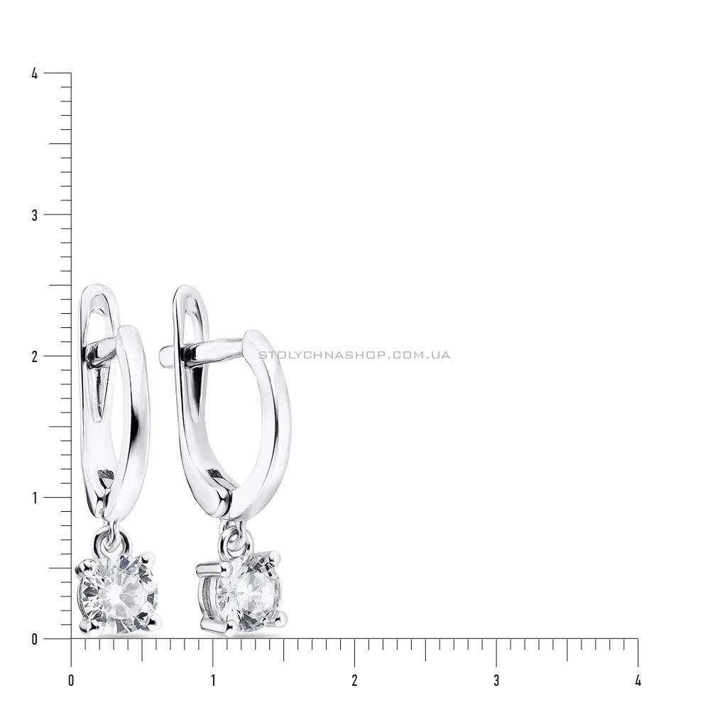 Срібні сережки підвіски з фіанітами (арт. 7502/3671)