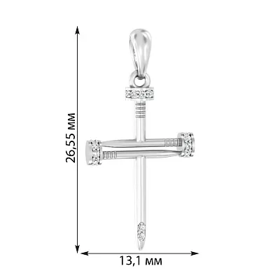 Хрестик з білого золота з діамантами (арт. П011531010б)