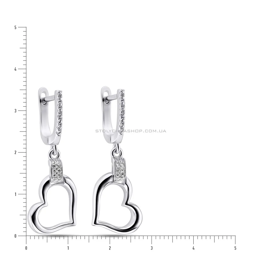 Срібні сережки «Серденька» з фіанітами (арт. 7502/3232)