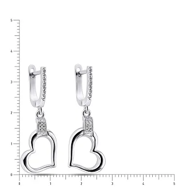 Срібні сережки «Серденька» з фіанітами (арт. 7502/3232)