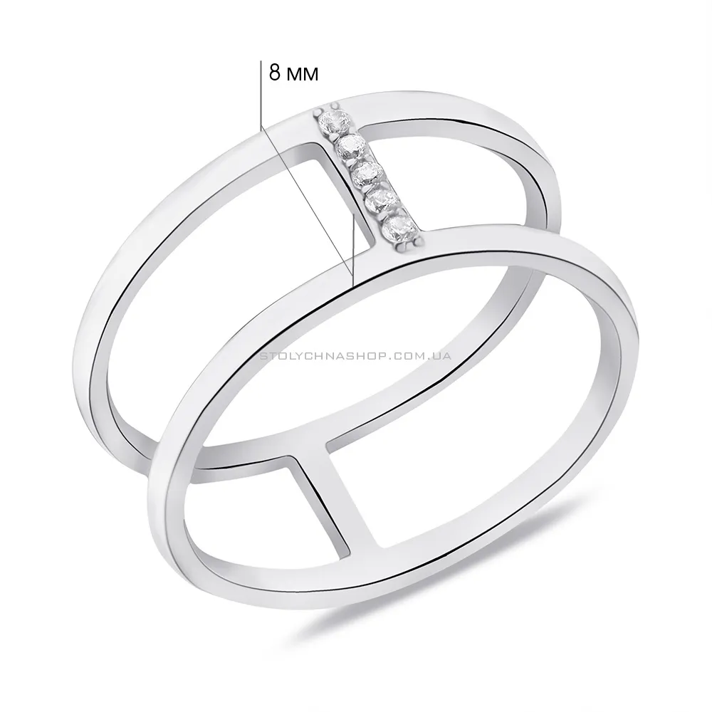 Подвійна каблучка зі срібла з фіанітами (арт. 7501/901-01008) - 2 - цена