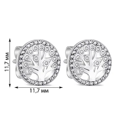 Срібні сережки-пусети Дерево життя (арт. 7518/6422)