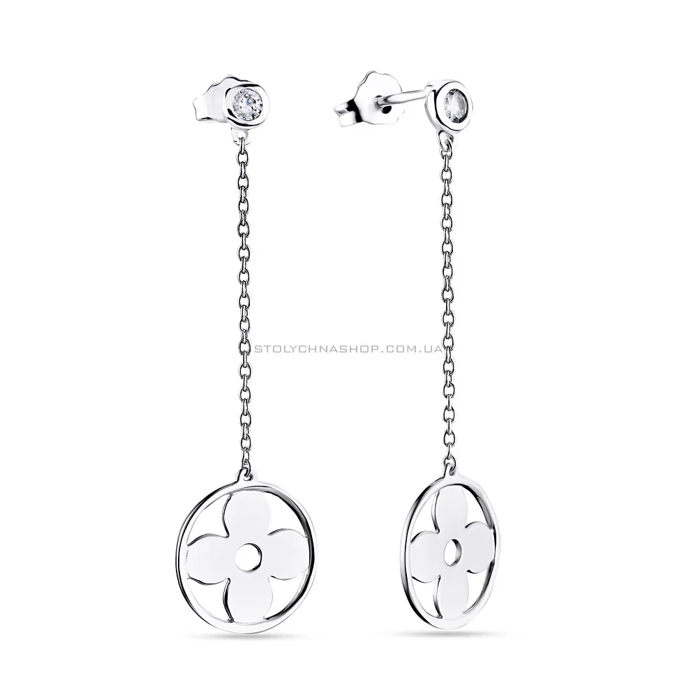 Срібні сережки з підвісками і фіанітами (арт. 7518/5125)