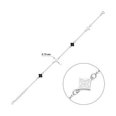 Срібний браслет з білою і чорною емаллю  (арт. 7509/3330ебч)