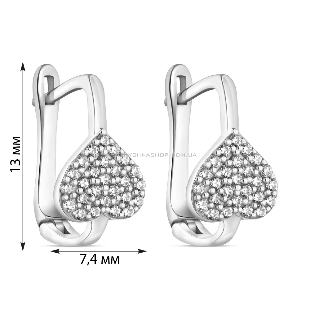 Срібні сережки Серце з фіанітами (арт. 7502/9535) - 2 - цена