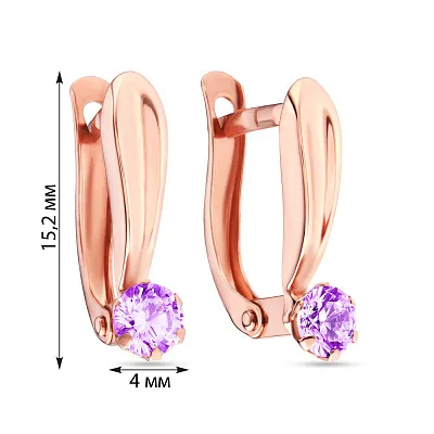 Сережки з червоного золота з фіанітами (арт. 105630ф)