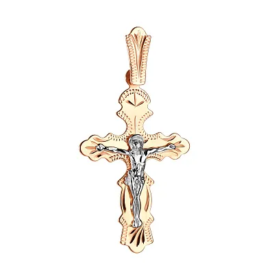 Нательный крестик с распятием из красного золота (арт. 514401)