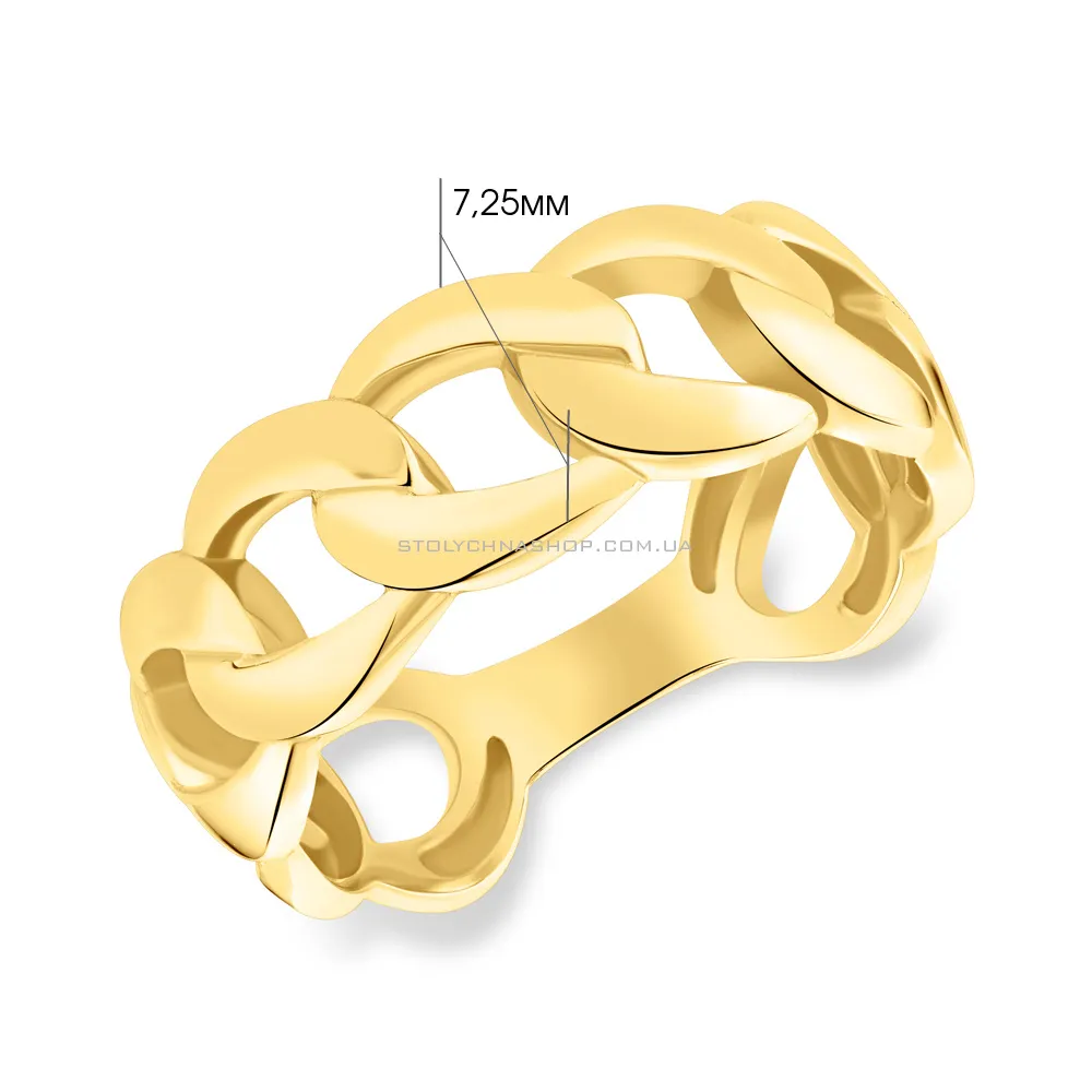 Золота широка каблучка "Ланки" в жовтому кольорі металу  (арт. 155381ж) - 4 - цена